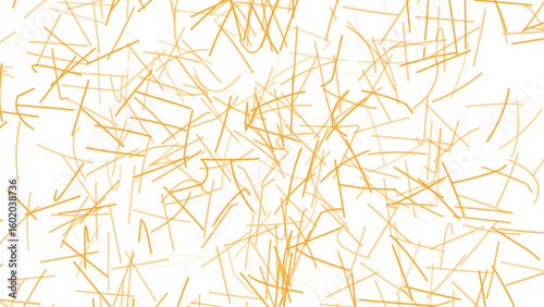 Abstract chaotic orange lines texture with intersecting hand-drawn strokes on white background, symbolizing energy, warmth, or creative brainstorming.

