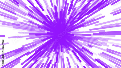 A vibrant, explosive burst of light purple lines radiating from a central point against a white background, creating a dynamic, high-energy effect that suggests celebration, speed, or a cosmic event.