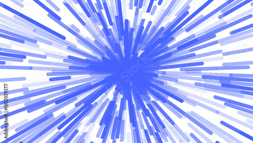 A dynamic burst of light blue lines radiating outward from a central point against a white background, creating an energetic, explosive effect that suggests speed, impact, or a cosmic event.