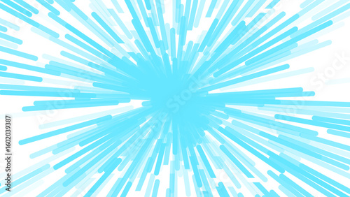Tableau sur toile A dynamic burst of light blue lines radiating outward from a central point against a white background, creating an energetic, explosive effect that suggests speed, energy, or a cosmic event