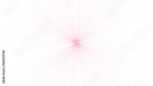 A delicate abstract design featuring soft pink lines radiating from a central point, creating a subtle burst effect on a pure white background with minimal contrast and gentle symmetry