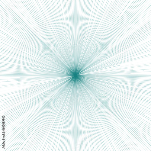 Radiant burst of light with thin, straight lines emanating from a bright cyan center, creating a symmetrical and dynamic effect