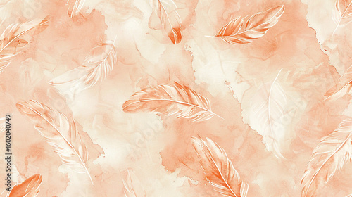 Coral pink pastel feather background