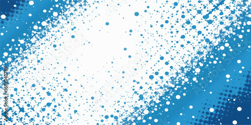 Dots halftone white and blue color pattern gradient grunge texture background. Dots pop art comics sport style vector illustration