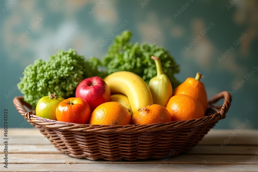 Mixed fruits in a basket Mixed fruits in a basket