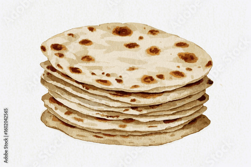 Pita Watercolor bread Pita Bread isolated vector illustration svg