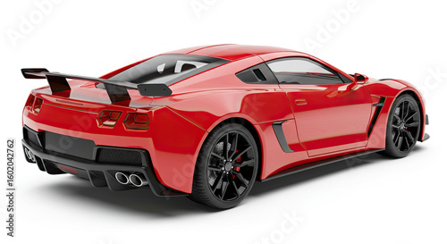 Red Sport Car Isolated on White.