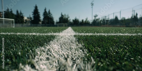 High School Sports Field with Goalpost and Painted Lines