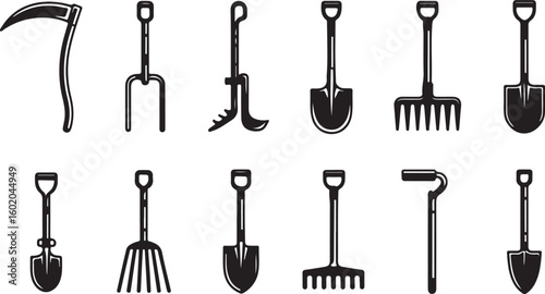 Collection of Garden and Farming Tools Icons