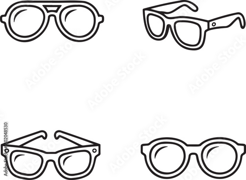Set of Sunglass Outline vector illustration isolated On Transparent Background