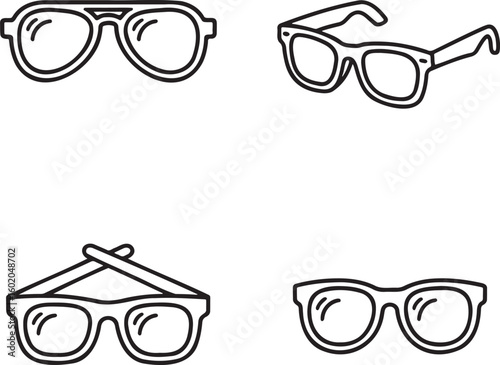 Set of Sunglass Outline vector illustration isolated On Transparent Background