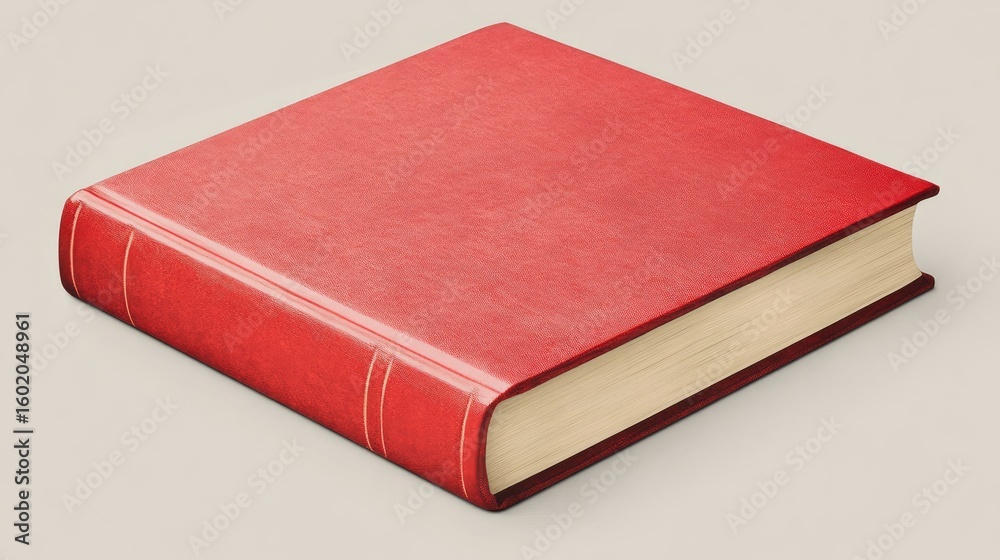 A square, crimson hardback book rests on a neutral background, its creamy pages slightly visible at the spine. The cover displays subtle texture A square, crimson hardback book rests on a neutral background, its creamy pages slightly visible at the spine. The cover displays subtle texture