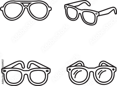 Set of Sunglass Outline vector illustration isolated On Transparent Background
