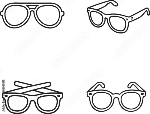 Set of Sunglass Outline vector illustration isolated On Transparent Background