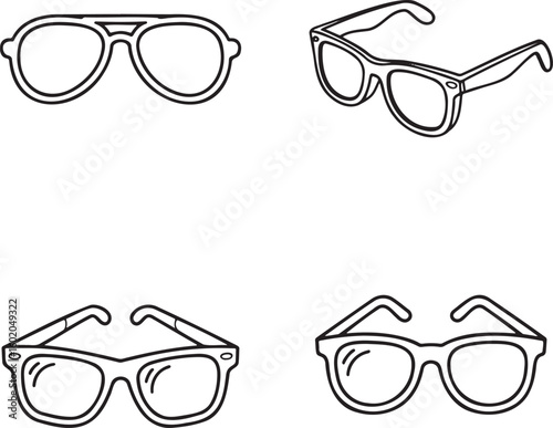 Set of Sunglass Outline vector illustration isolated On Transparent Background