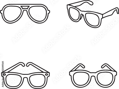 Set of Sunglass Outline vector illustration isolated On Transparent Background
