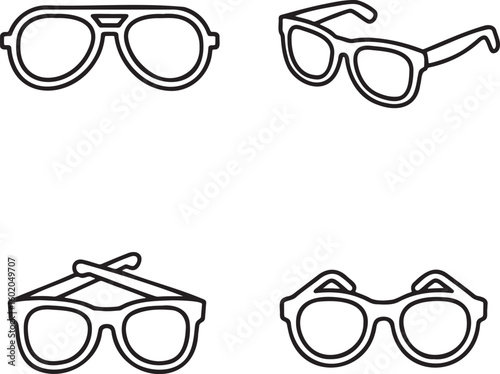 Set of Sunglass Outline vector illustration isolated On Transparent Background