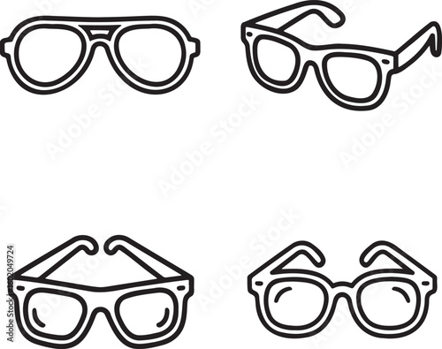 Set of Sunglass Outline vector illustration isolated On Transparent Background