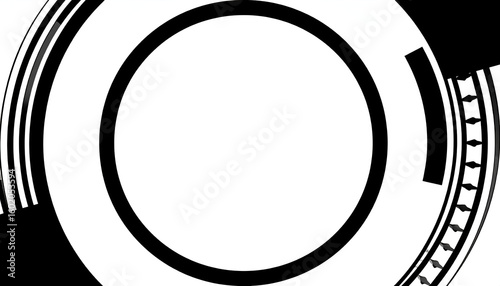 Abstract Black Circle Tech Design.