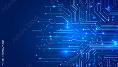 Abstract Blue Circuit Board Technology.