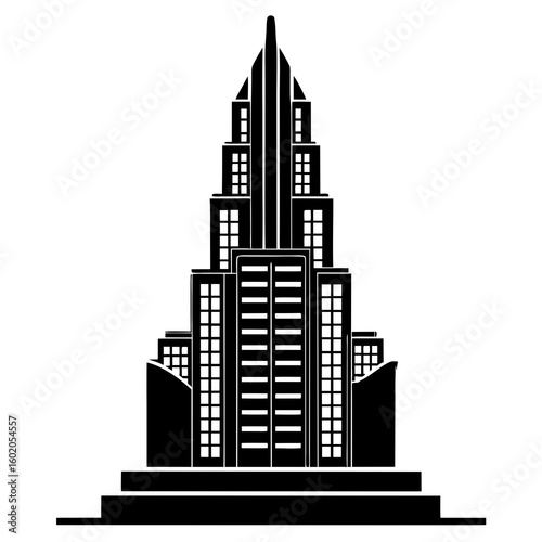 Striking skyscraper silhouette, symbolizing urban development and architectural design, perfect for city planning and real estate concepts
