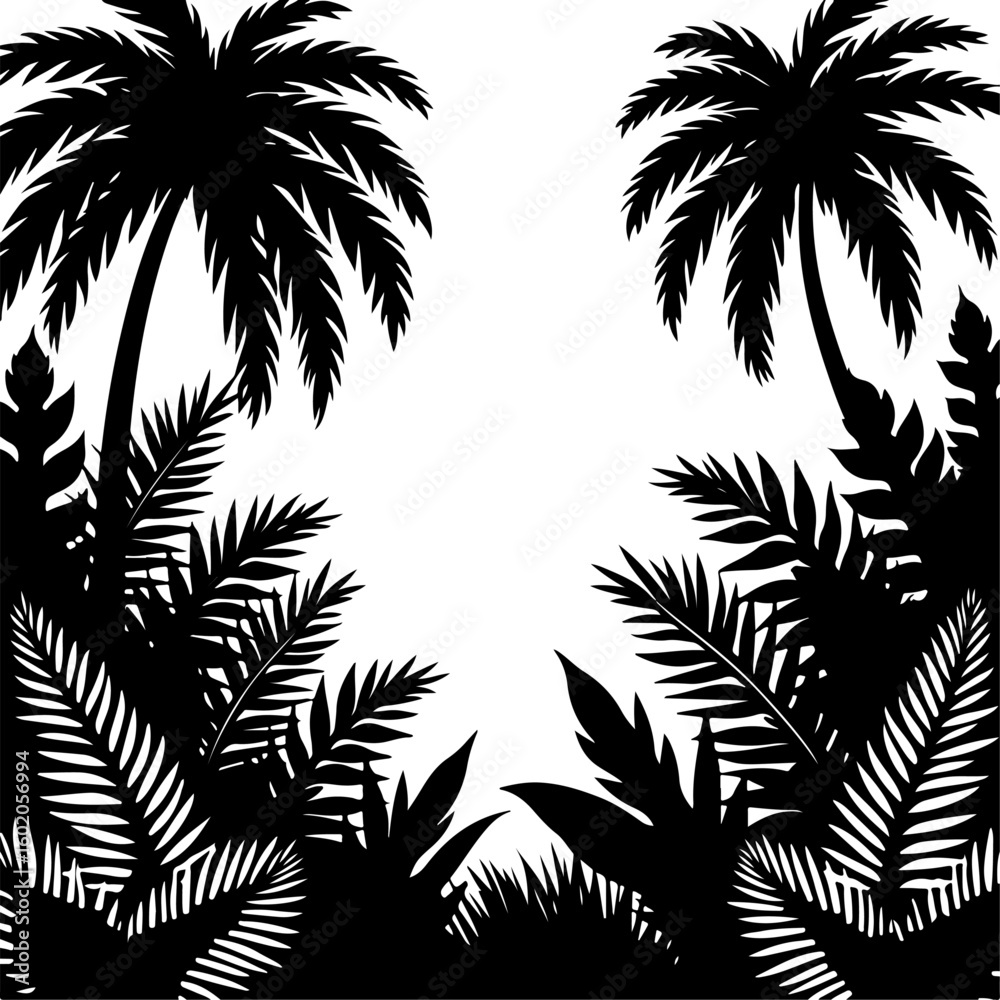 Obraz premium Tree cactus, agave, succulents, Summer day black and white, 