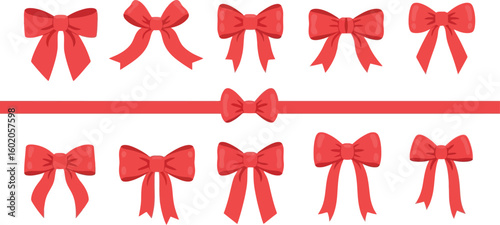 Download beautiful red gift bows vector image for free use for christmas design