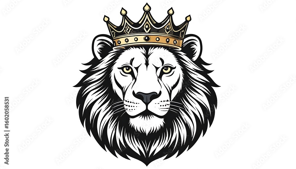 Obraz premium Regal lion head with crown