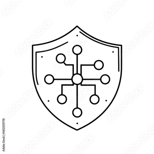 Outline of a shield with internal geometric network design isolated on transparent background