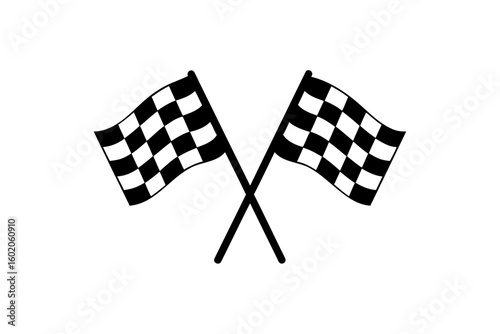 
Racing flag icon, Finish flag silhouette. Vector illustration