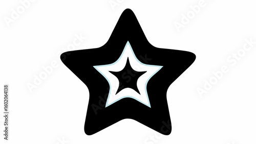 Illustration of a layered star design with a black outer star and smaller inner star shape design