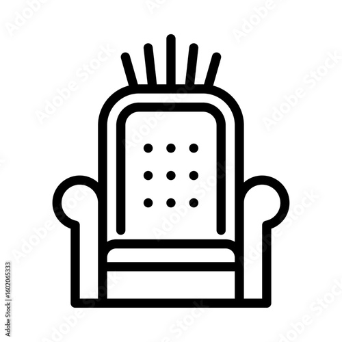 king chair outline icon. throne black line illustration.
