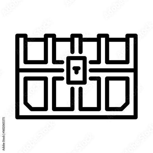 Chest outline icon. treasure box black line illustration.