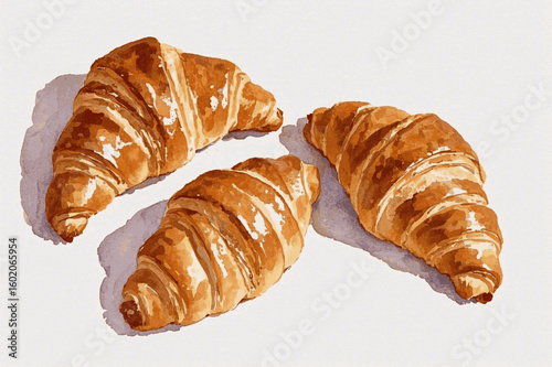 Flaky Layers & Flow Croissant isolated watercolor vector illustration svg
