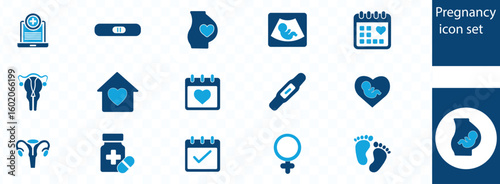 Pregnancy Editable Icons set. Vector illustration , hormone therapy, medical examination, and more. Isolated on transparent background