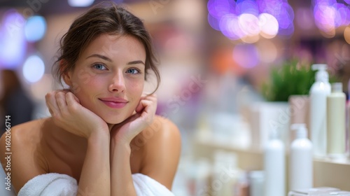 Spa Retail. Beautiful Caucasian Woman Exploring Assortment of Beauty Products in Store
