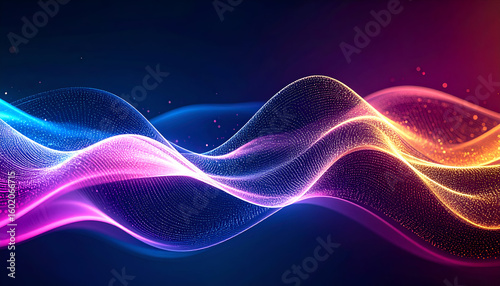 Neon Wave Abstract Background.