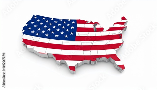 Fourth of July American Flag Set on White Background
