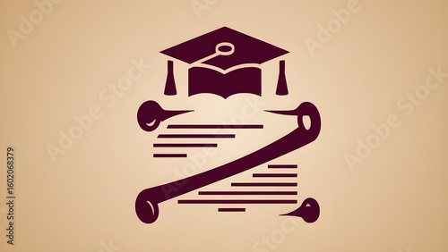 Scholarship Diploma Scroll PNG Education Icon, Certificate Paper Symbol, Isolated Background for Learning and Success