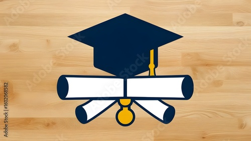 Scholarship Diploma Scroll PNG Education Icon, Certificate Paper Symbol, Isolated Background for Learning and Success