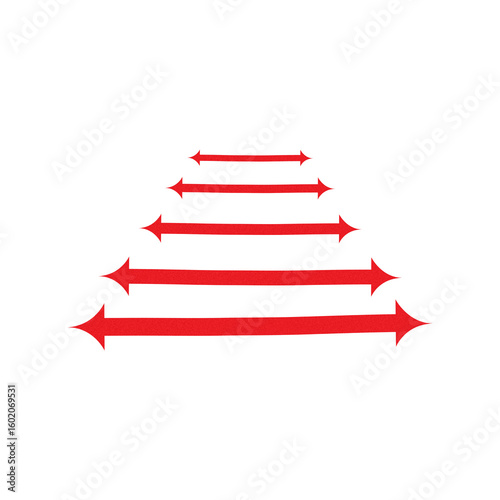 Red arrows pointing upward in a staircase formation isolated on transparent background