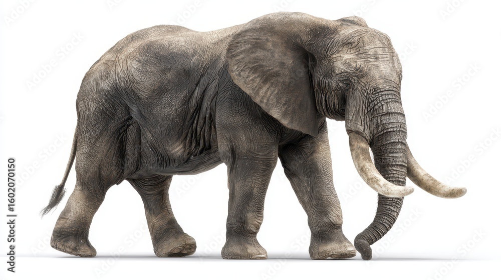 Fototapeta premium White Elephant Game. Complete African Elephant Mammal in its Full Body