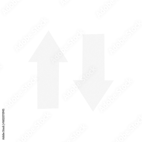 Two white arrows pointing up and down isolated on transparent background