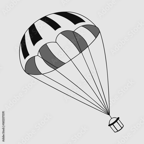 Black and white parachute illustration design on gray background  