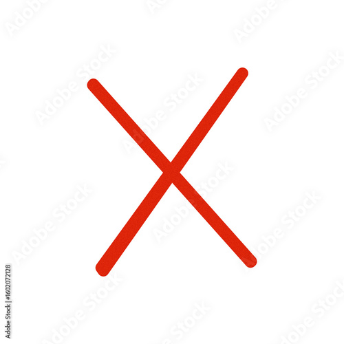 Red x mark symbol isolated on transparent background