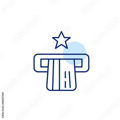 Credit card in ATM and star. Premium banking service, top-rated transactions. Pixel perfect, editable stroke vector icon