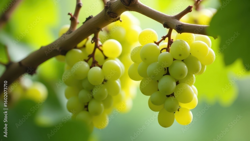 Lush cluster of ripe yellow grapes on a vine. Lush cluster of ripe yellow grapes on a vine.