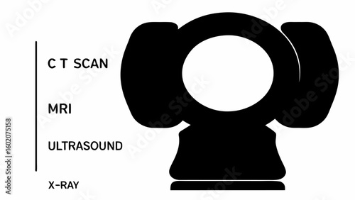 Illustration showing medical imaging modalities including ct scan mri ultrasound and x ray with an abstract head