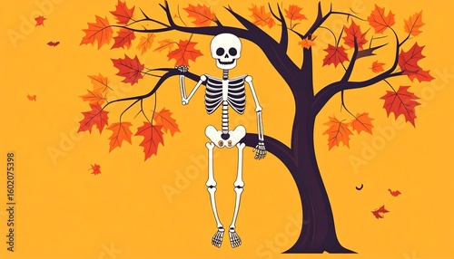 Skeleton in an autumn tree