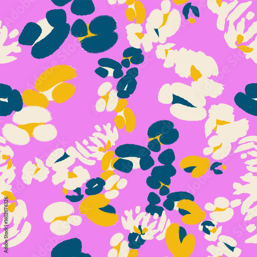 Floral colorful seamless pattern with abstract different flowers. Vector background, design, print, wrapping paper, wallpaper, textile